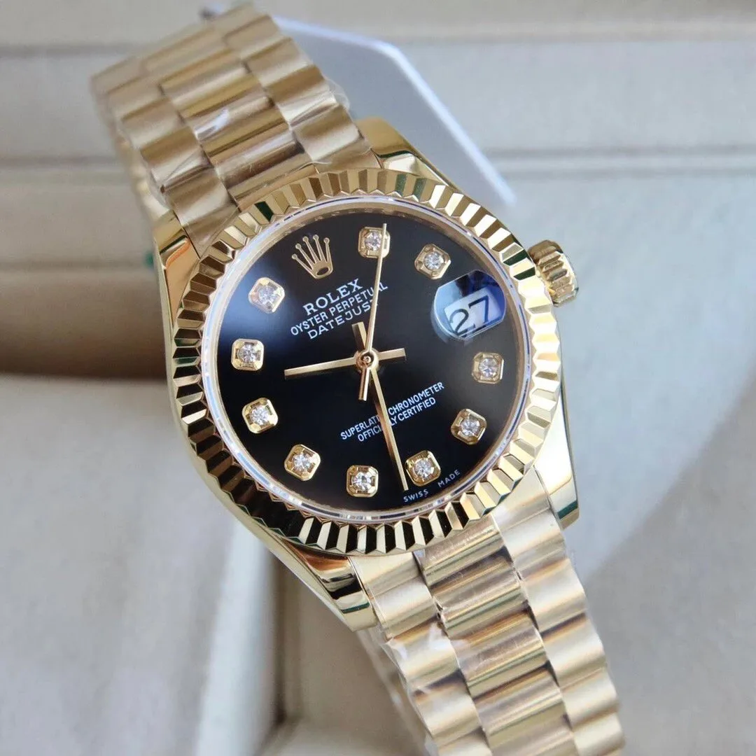 Original customized version of Rolex Datejust 31MM real diamond + Swiss movement women's watch