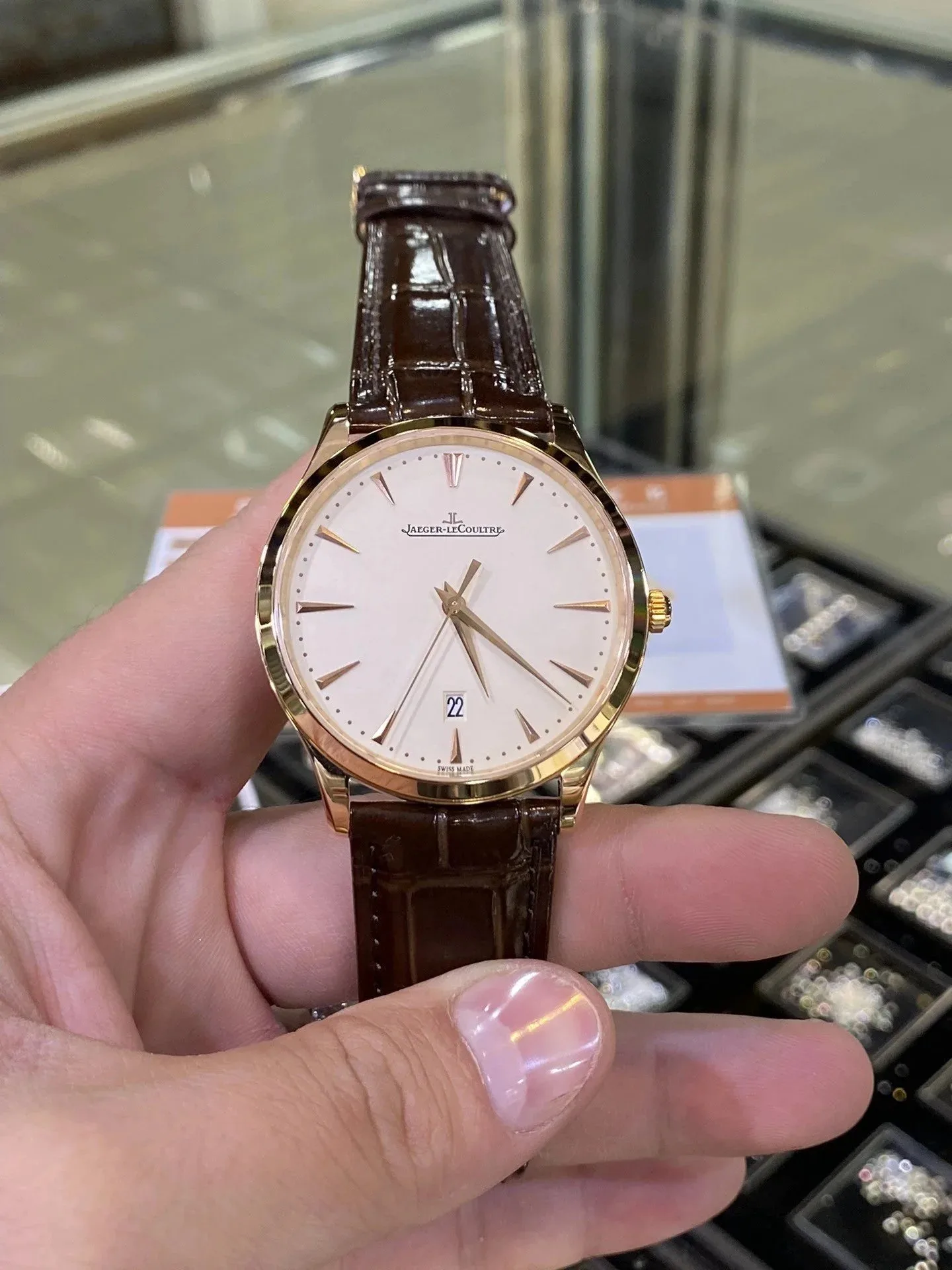 Jaeger-LeCoultre Master Ultra-Thin Series Q1282510 Rose Gold 39mm Thick Gold Covered Replica