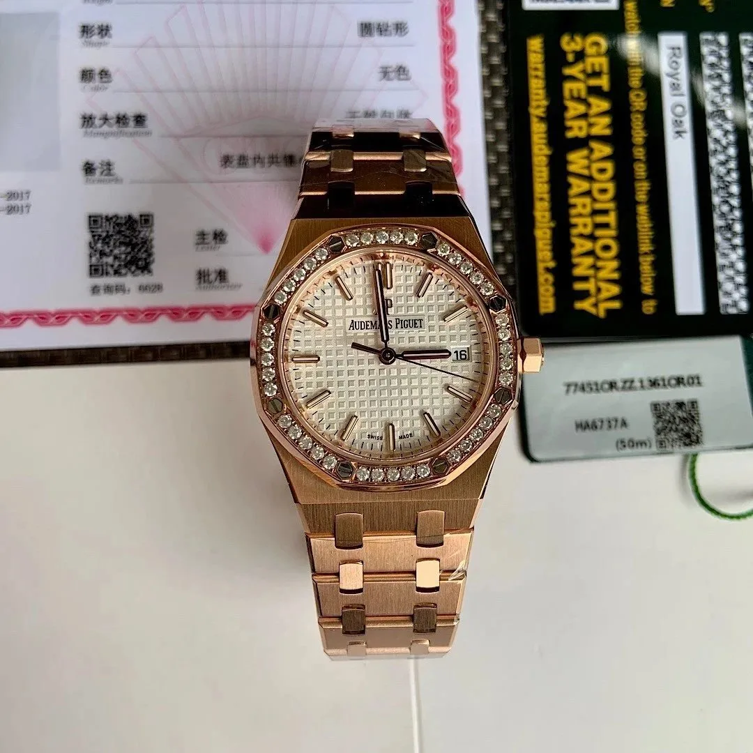 Audemars Piguet 77351OR Royal Oak 34mm real diamond replica
